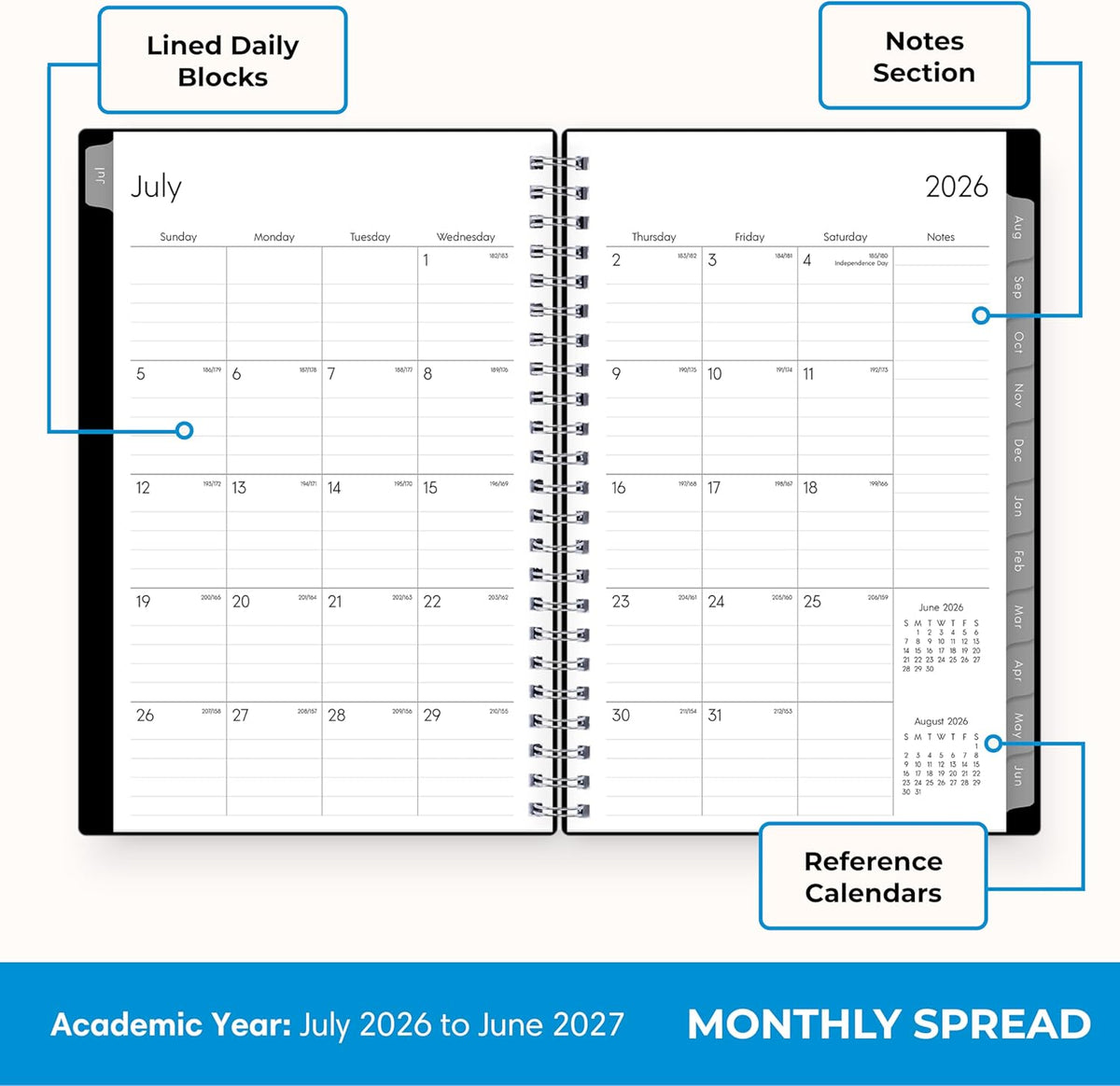 Blue Sky 2026-2027 Weekly and Monthly Academic Planner, 5 x 8 Inch - view 4