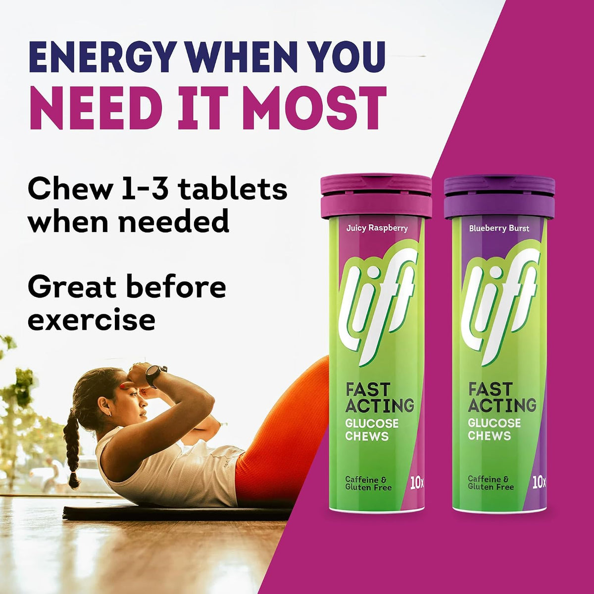 Lift Fast Acting Glucose Tablets, Mixed Berry, 6 Tubs of 10 - view 4