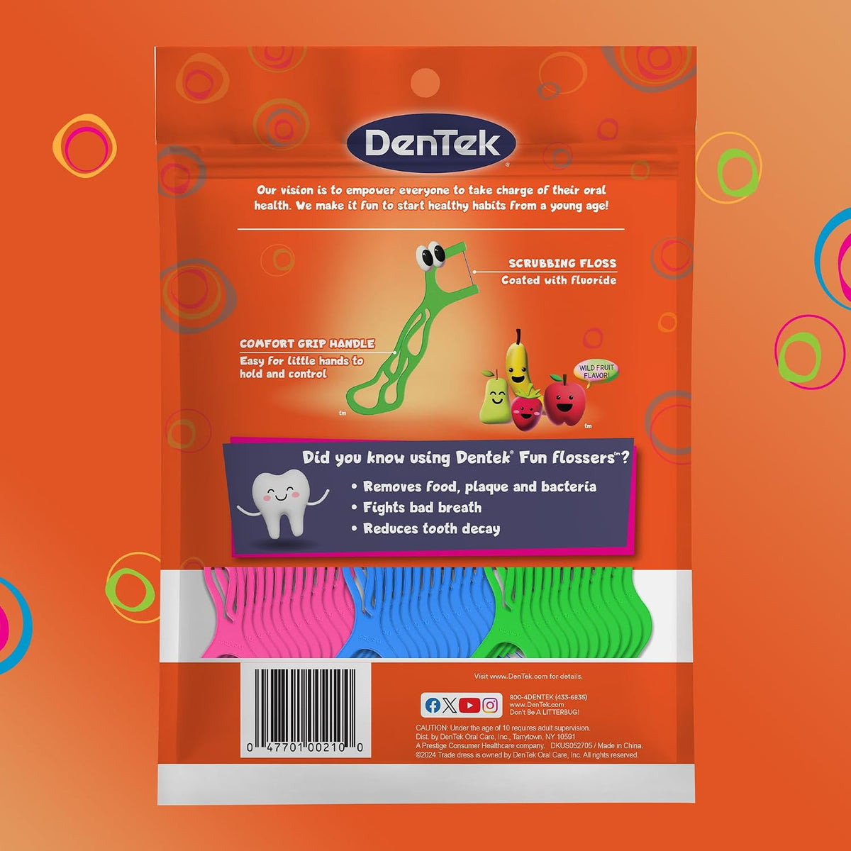 DenTek Kids Flossers Wild Fruit, 75 Count, Pack of 6 - view 2
