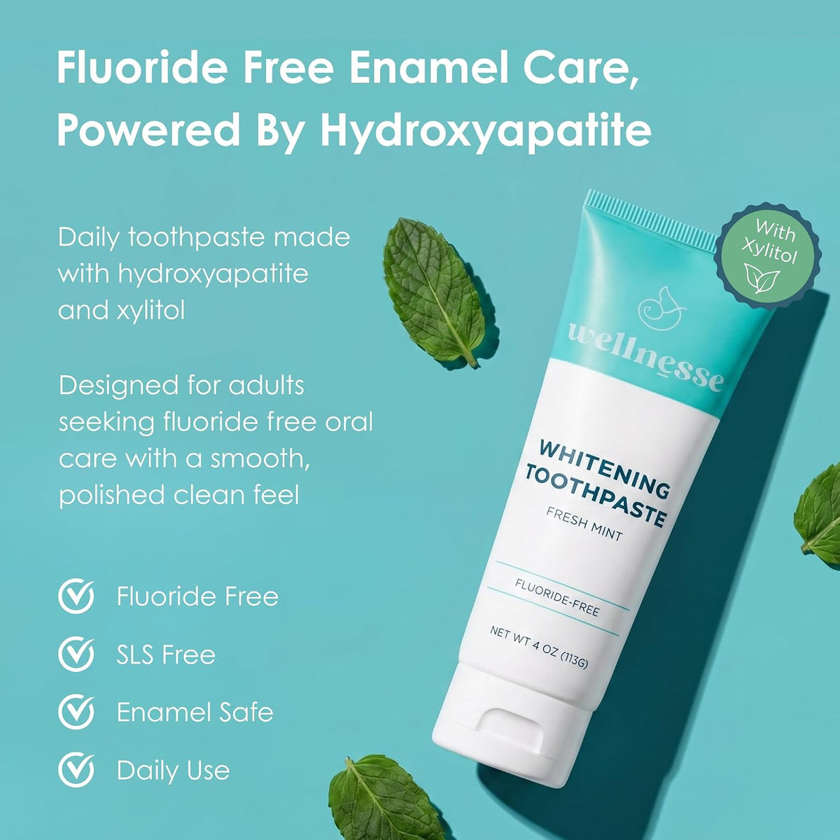 Wellnesse Whitening Toothpaste Fresh Mint 4 oz — alternate product view