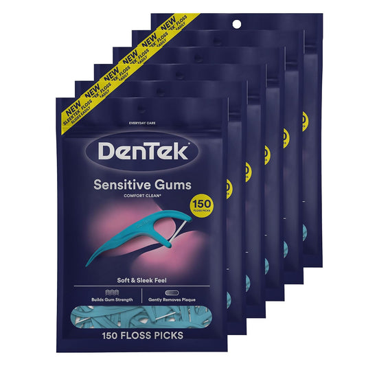 DenTek Comfort Clean Sensitive Gums Floss Picks, 150 Count, Pack of 6