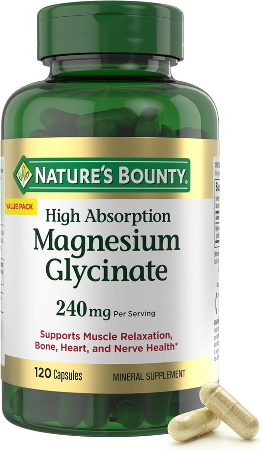 Nature's Bounty High Absorption Magnesium Glycinate 240 mg, 120 Capsules