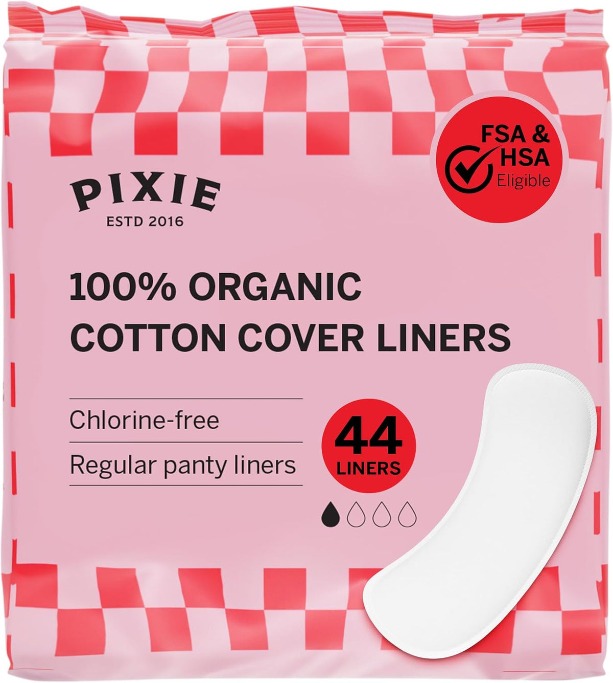 Pixie Organic Cotton Regular Wrapped Panty Liners 44 Count