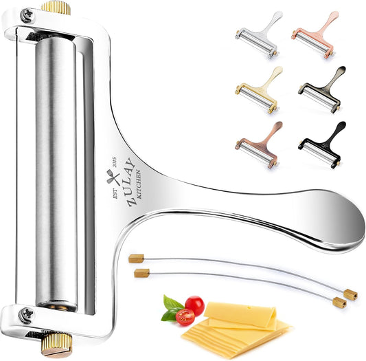 Zulay Kitchen Stainless Steel Wire Cheese Slicer, Silver