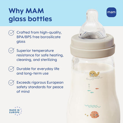 MAM Feel Good Pure Glass Anti-Colic Baby Bottles 6 oz (180 ml), 3 Pack - view 6