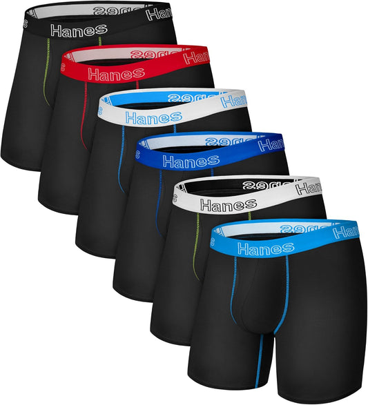 Hanes Men's Stretch Cotton Boxer Briefs, 6 Pack