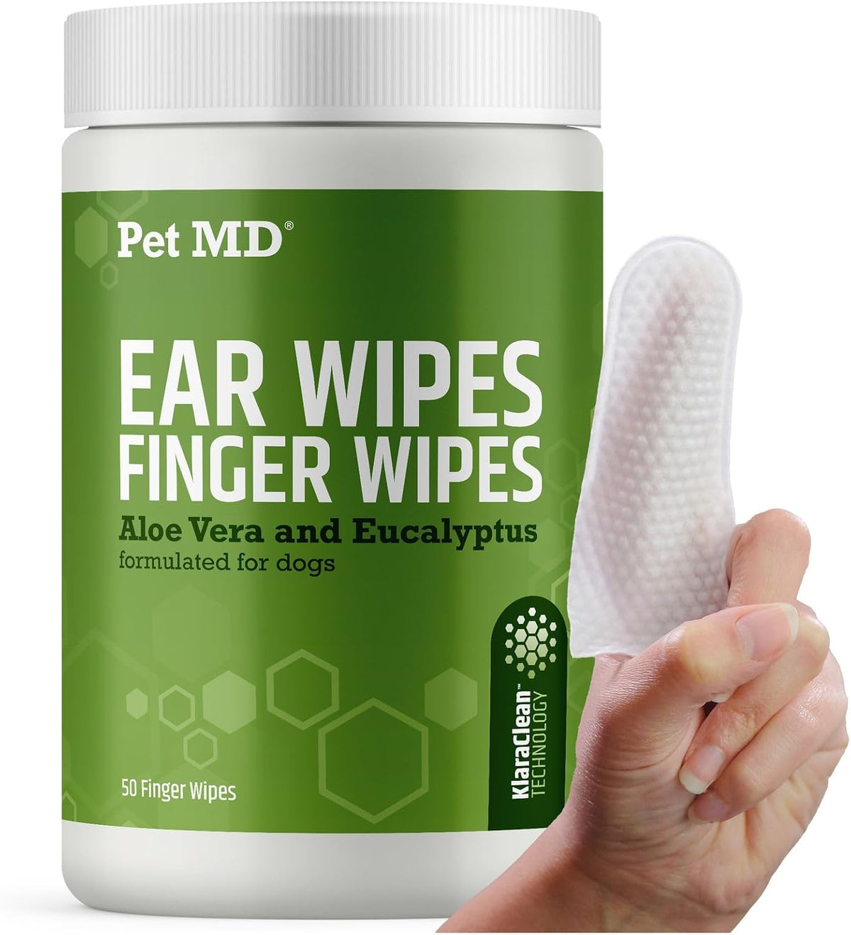 Pet MD Dog Ear Cleaning Finger Wipes, 50 Count