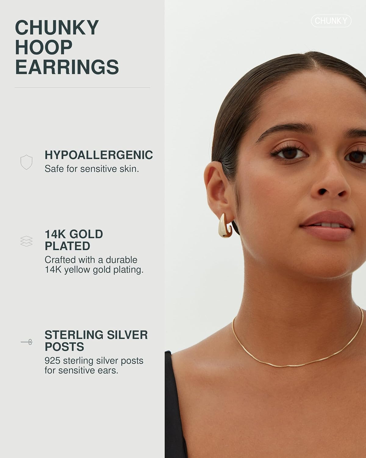 PAVOI Statement Huggie Earrings, 925 Silver Post, 14K Gold Plated - view 2