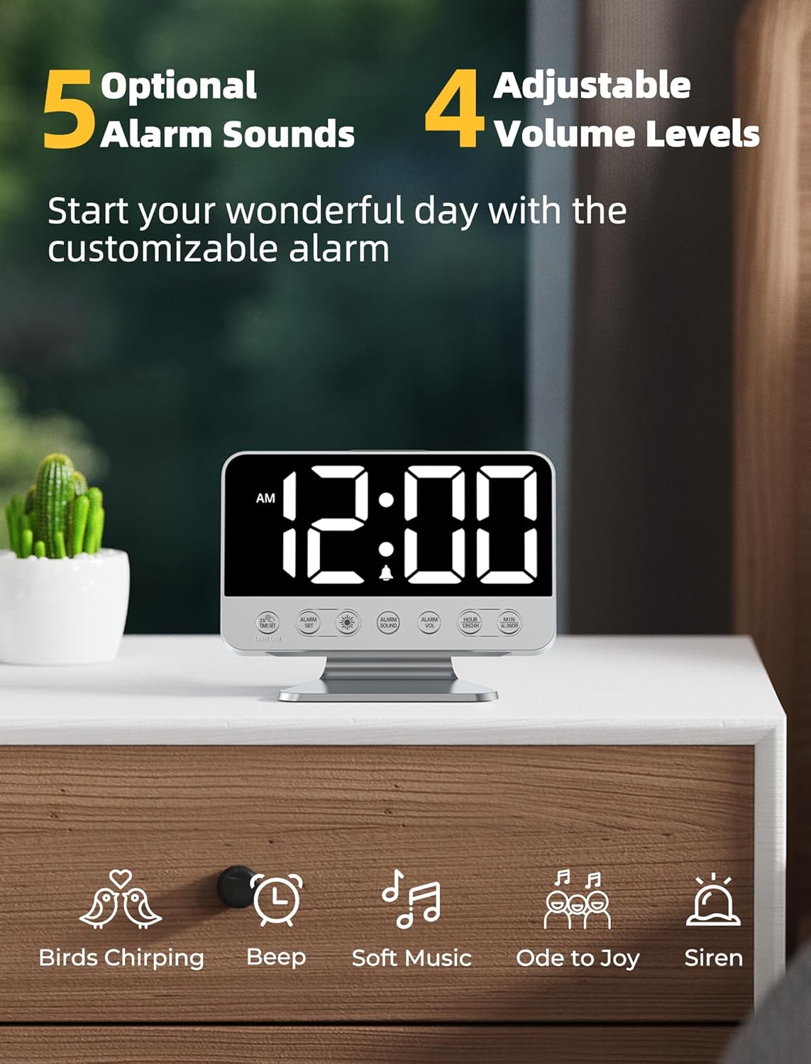 Odokee Digital Alarm Clock with USB Charging Port and Night Light - view 3