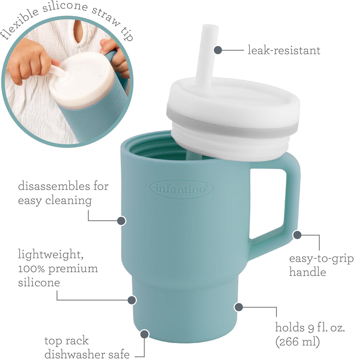 Infantino My 1st Tumbler with Straw and Handle 9 fl oz, Moody Blue - view 5
