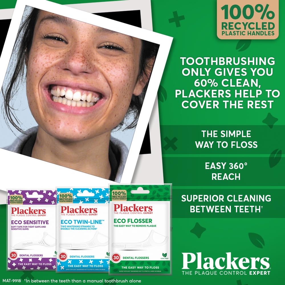 Plackers Eco Floss Picks with Folding Toothpick, Cool Mint, 30 Count - view 6