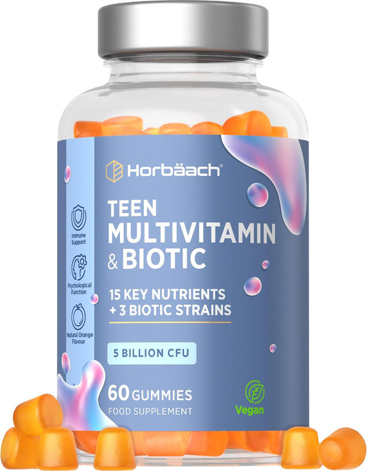 Horbaach Teen Multivitamin Gummies with Biotics - 60 Count
