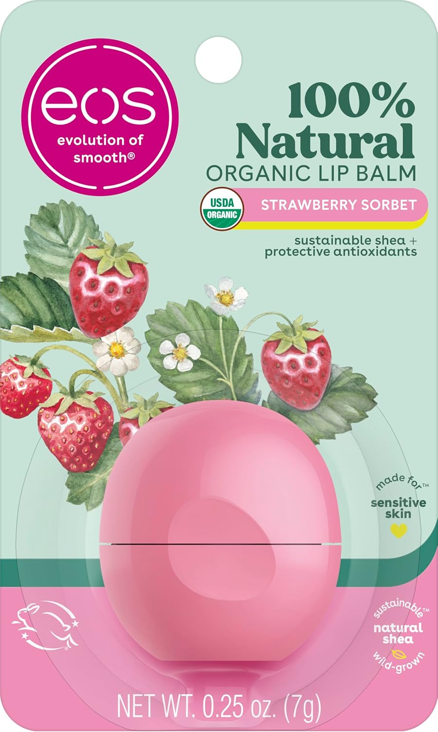 eos Smooth Sphere Lip Balm, Strawberry Sorbet, 0.25 oz (7 g)
