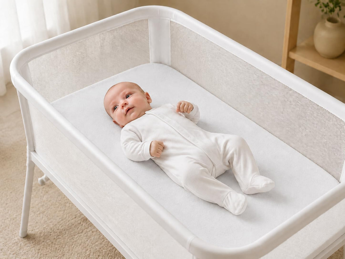 SheetWorld Fitted Bassinet Sheet 12 x 29 Inch, White Cotton Jersey - view 2
