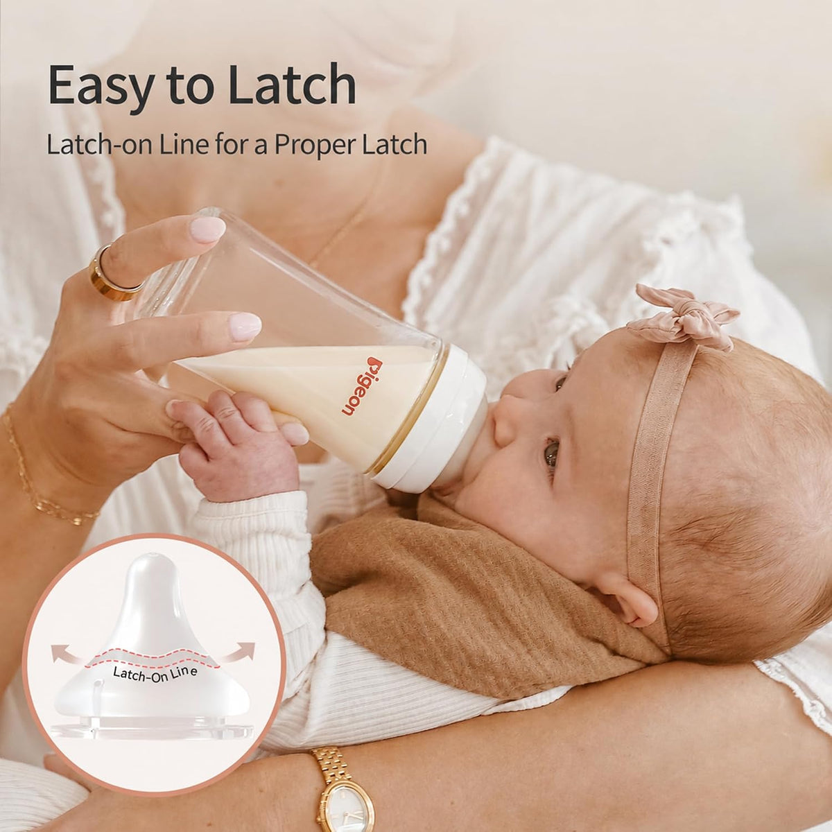 Pigeon Silicone Teat (S) with Latch-On Line, 1+ Months, 4 Count - view 4