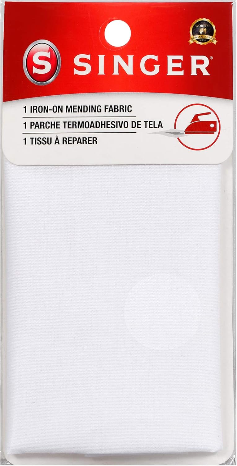 SINGER Iron-On Mending Fabric Patch, White, 7 x 16 in — product view