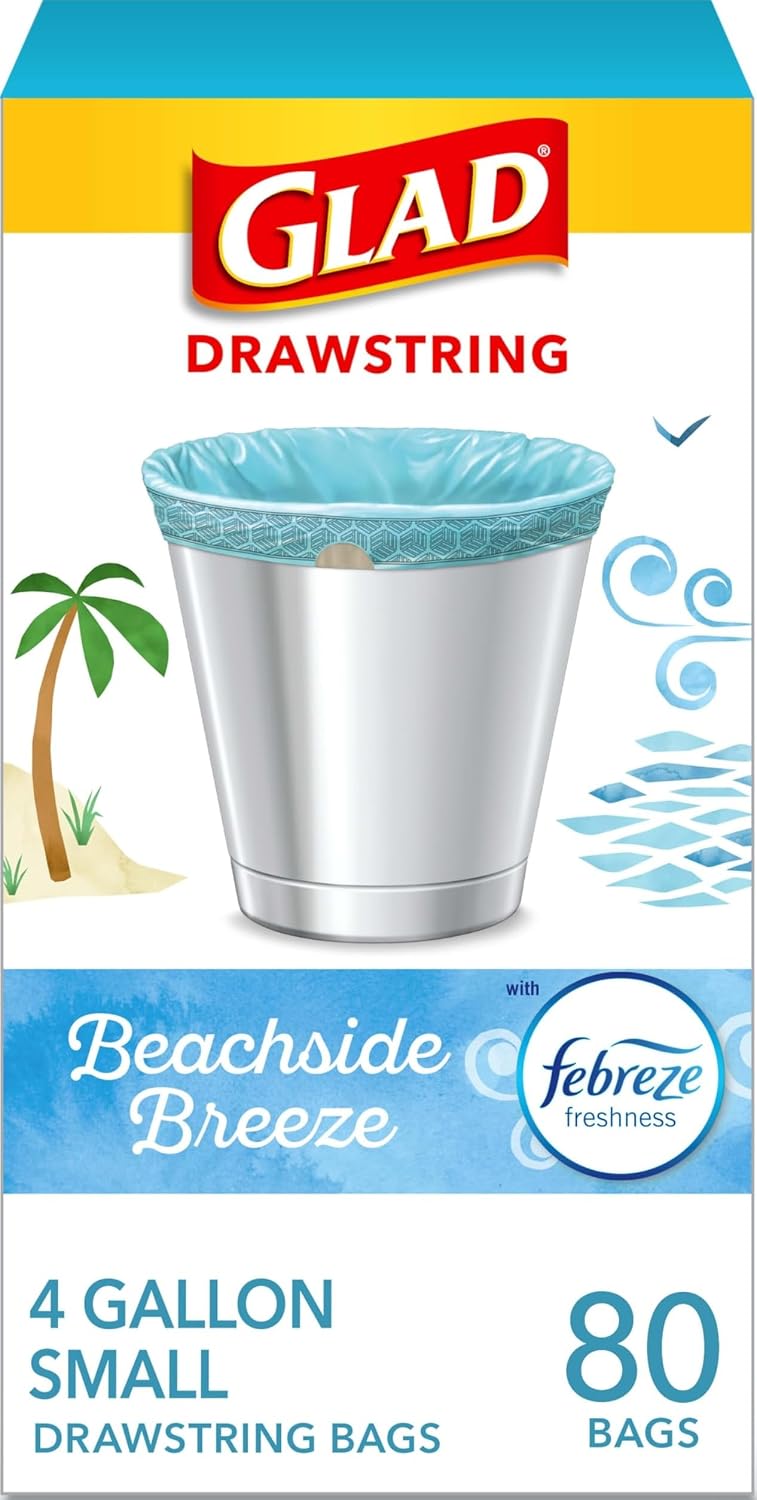 Glad 4 Gallon Small Trash Bags, Beachside Breeze, 80 Count