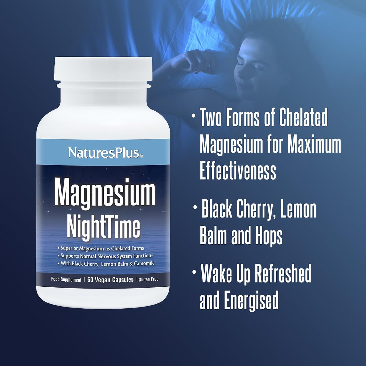 NaturesPlus Magnesium Night Time Capsules 60 Count - view 3