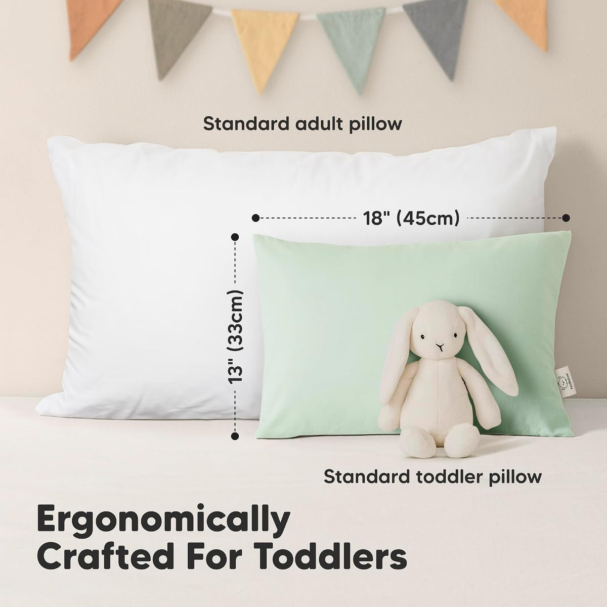 KeaBabies Toddler Pillows 13 x 18 Inch, Pack of 2, Soft White - view 3