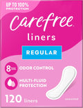 Carefree Acti-Fresh Daily Liners, Regular, Unscented, 120 Count
