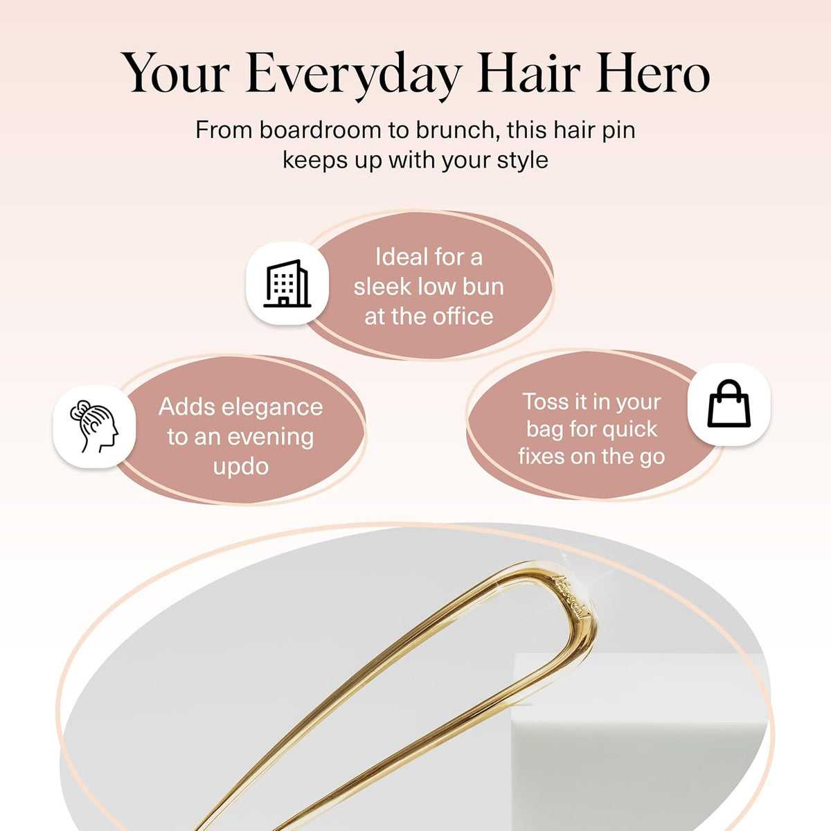 Kitsch French Hair Pin, Gold - 1 Piece - view 6