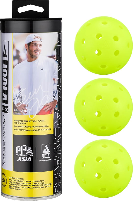 JOOLA HC-40 Hardcourt Pickleball Balls with Storage Tube, 3 Pack