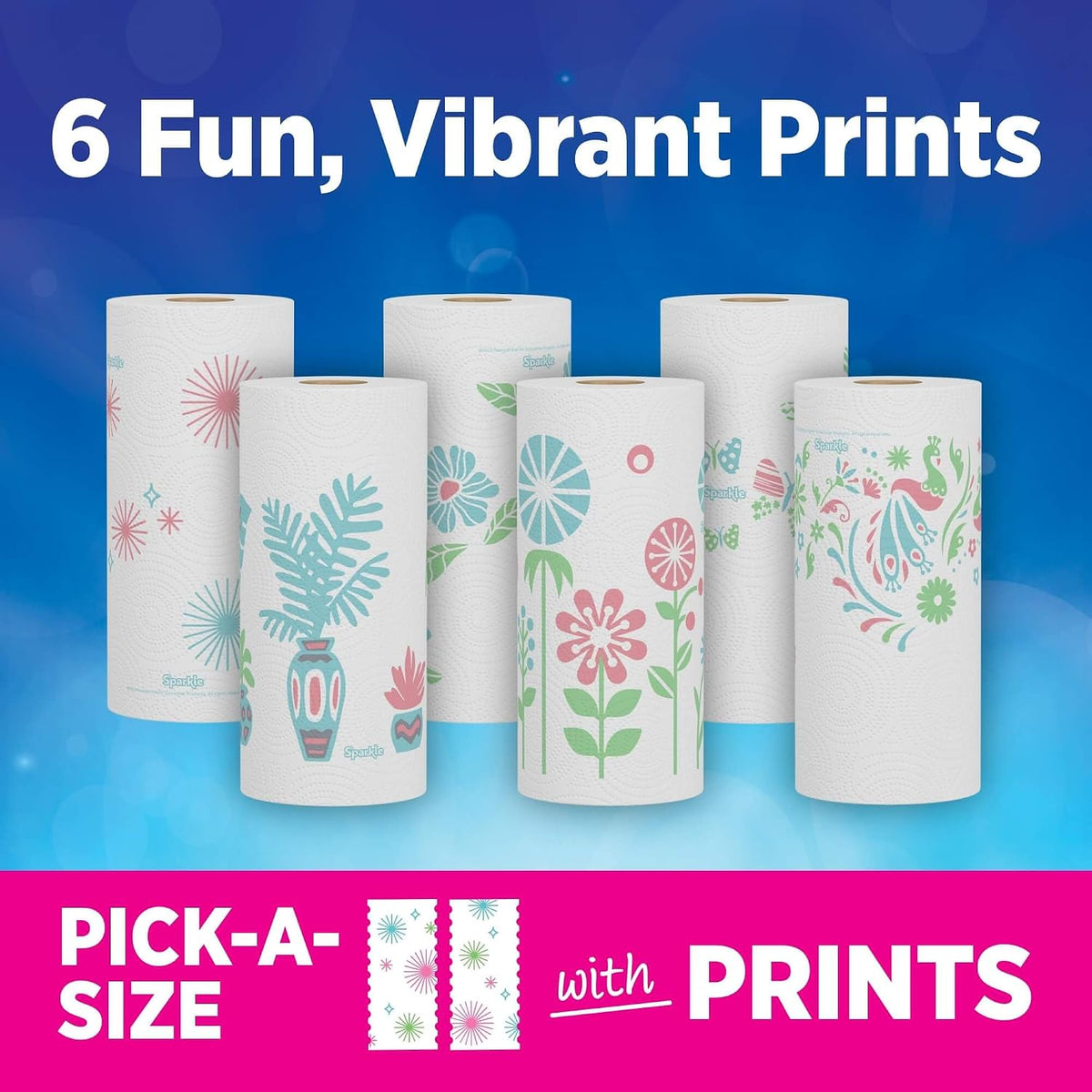 Sparkle Pick-A-Size Paper Towels, Spirited Prints, 6 Double Rolls - view 5
