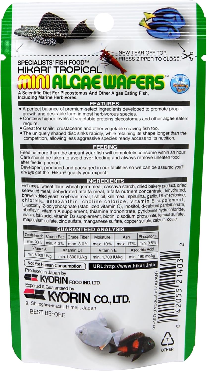 Hikari Tropical Mini Algae Wafers Fish Food 3 oz (85 g) — alternate product view