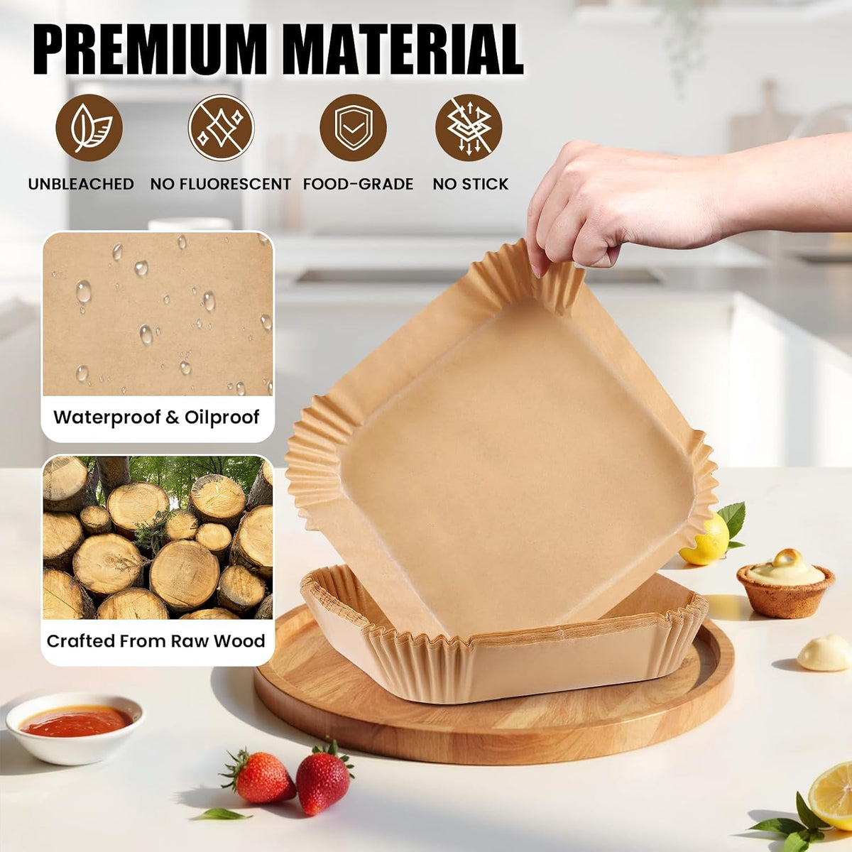 OLESBUR Air Fryer Parchment Paper Liners, 8 Inch, 200 Count - view 5