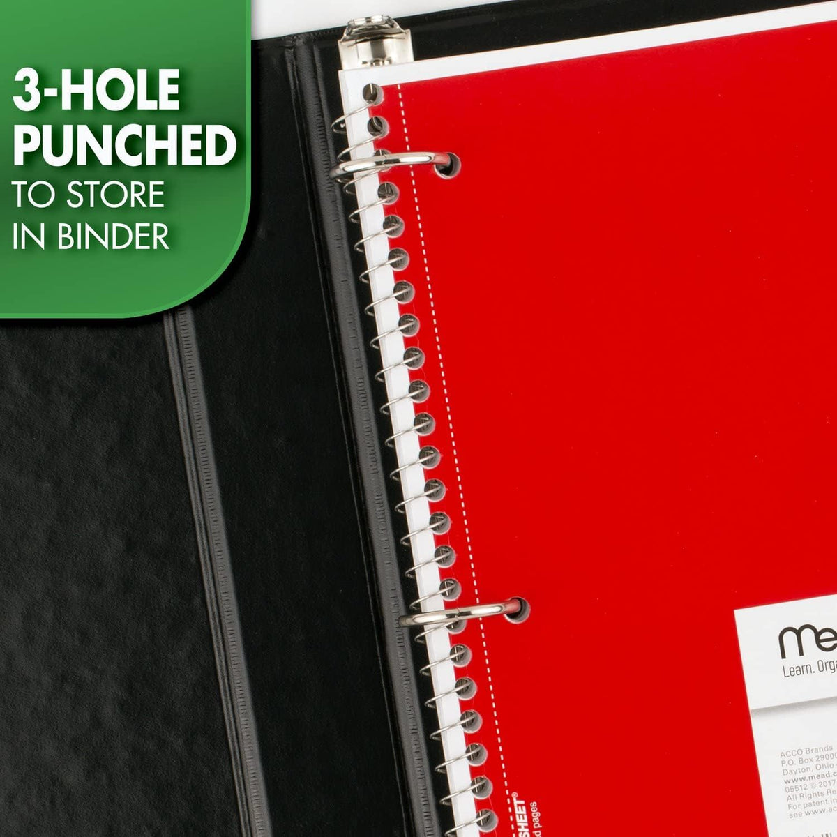 Mead Spiral Notebook, 1 Subject, Graph Ruled, 7-1/2 x 10-1/2 Inch, Green - view 6