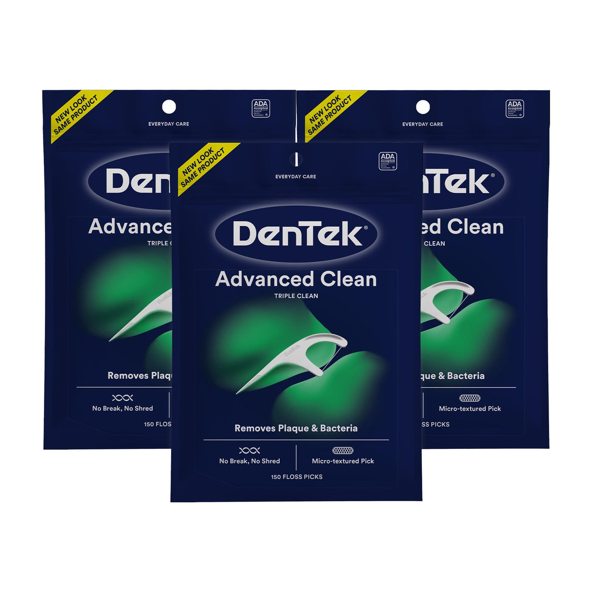 DenTek Triple Clean Advanced Clean Floss Picks, Mint, 150 Count (Pack of 3)