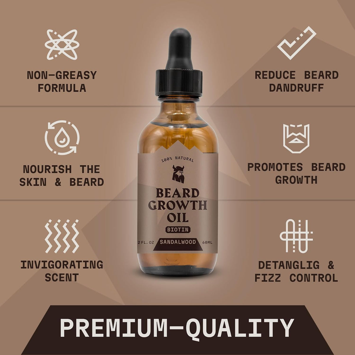 Striking Viking Beard Oil with Biotin, Sandalwood, 2 fl oz (60 ml) - view 2