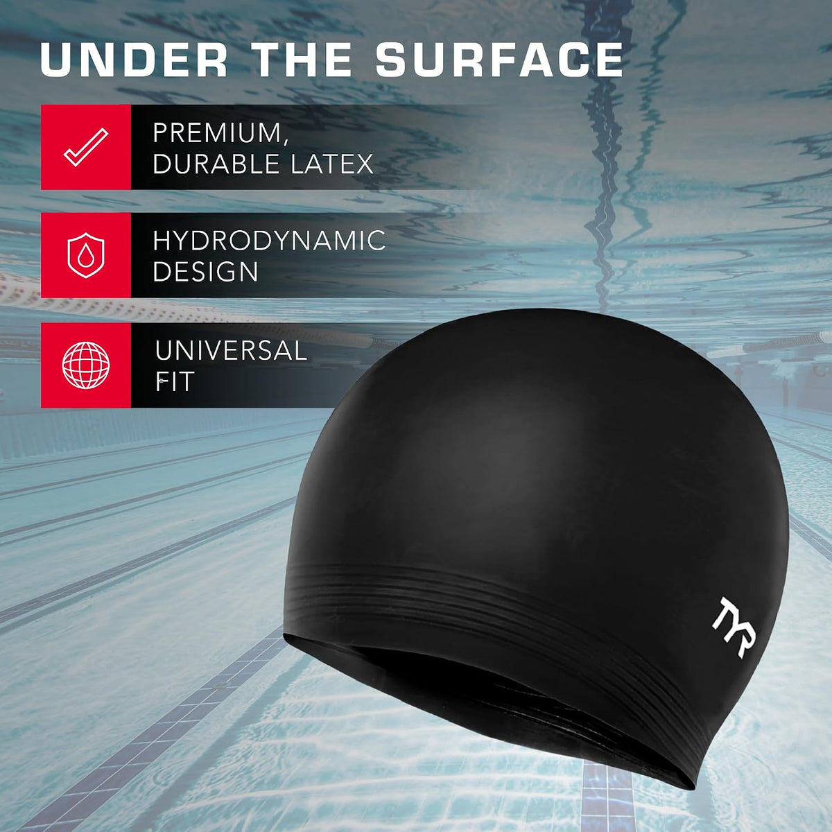 TYR Adult Latex Swim Cap, Unisex - view 3