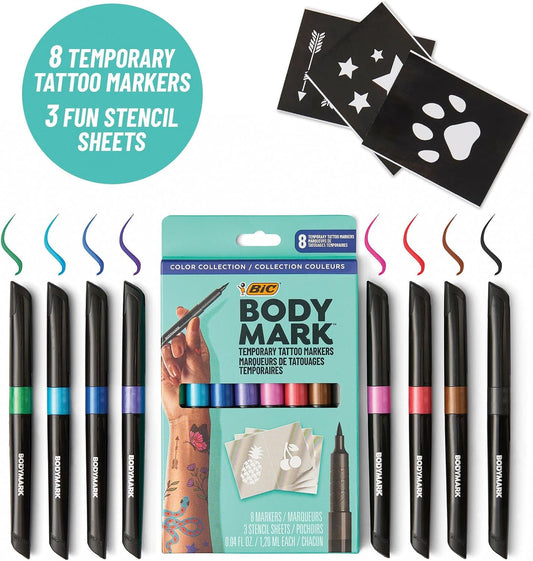 BodyMark by BIC Temporary Tattoo Markers, Colour Collection, 8 Count - view 2