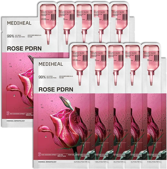 Mediheal Rose PDRN Essential Face Sheet Masks, 10 Pack