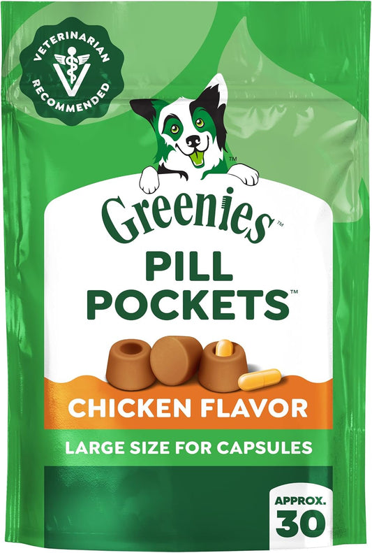 Greenies Pill Pockets for Dogs, Capsule Size, Chicken, 30 Treats (7.9 oz)