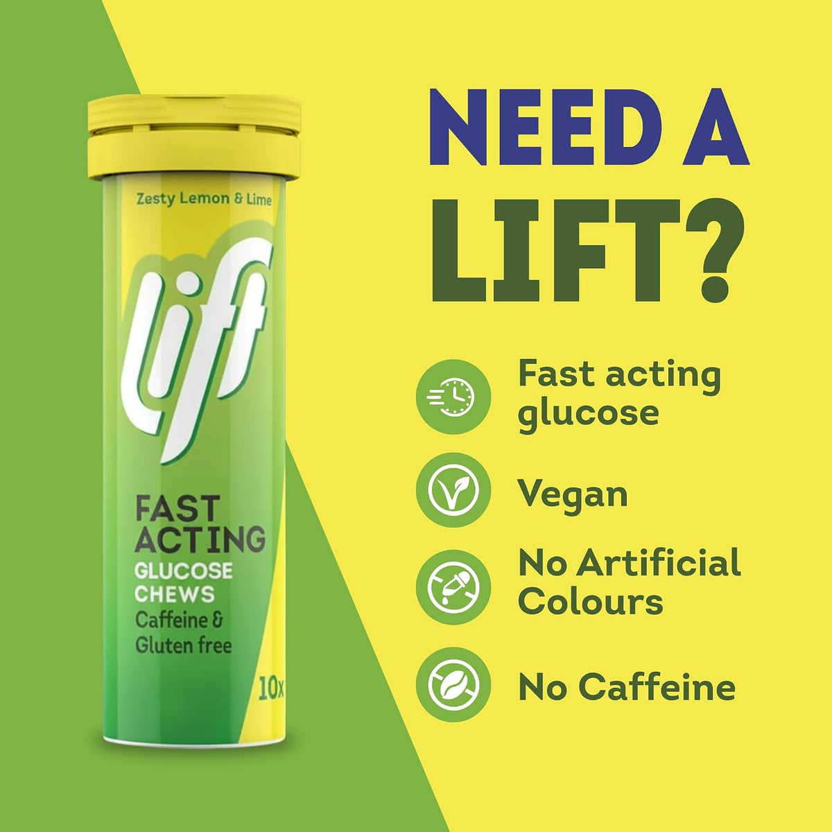 Lift Fast Acting Glucose Tablets, Lemon Lime, 10 Count, Pack of 12 - view 2