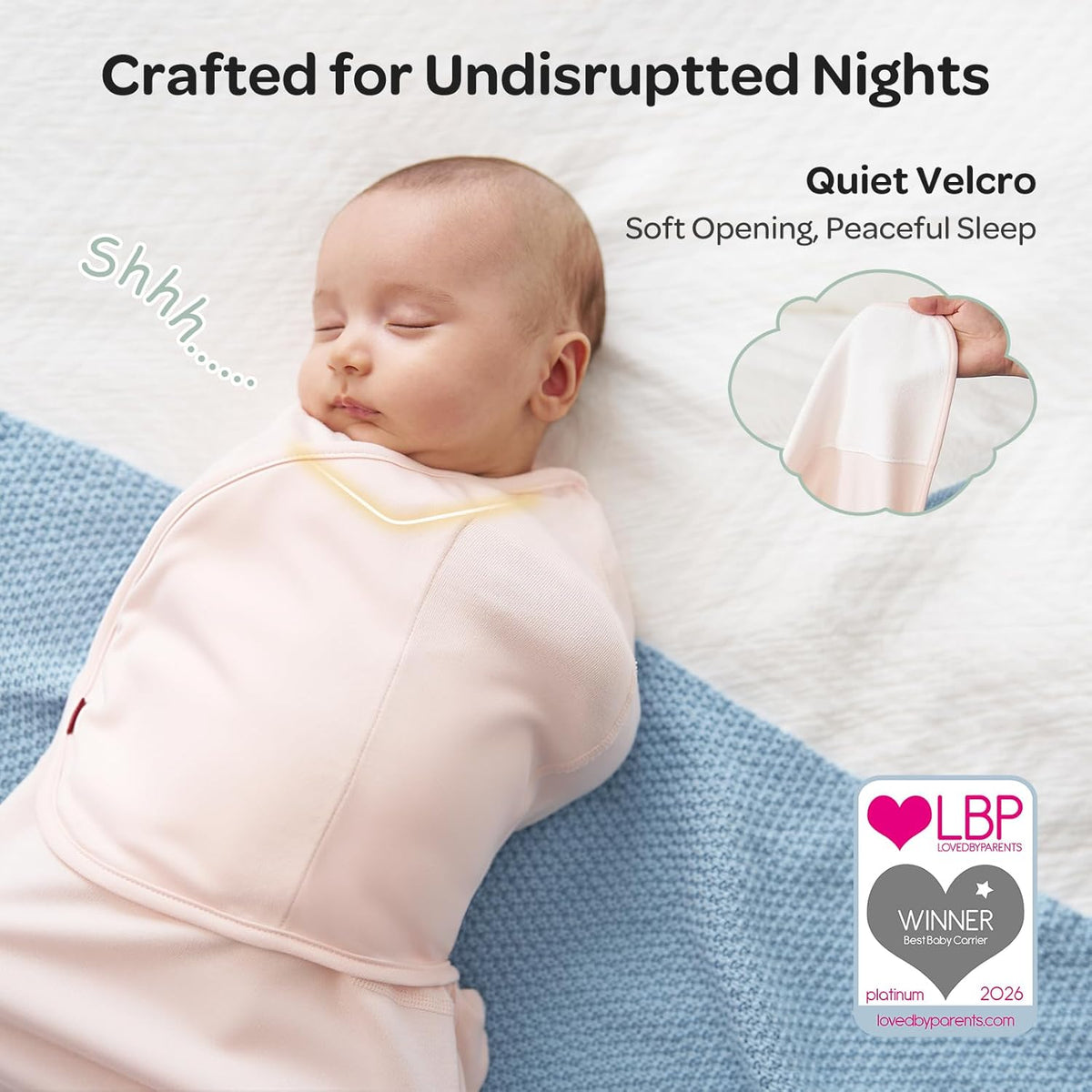 Momcozy Quiet Fastener Newborn Swaddle, 0-3 Months, Bloom - view 4