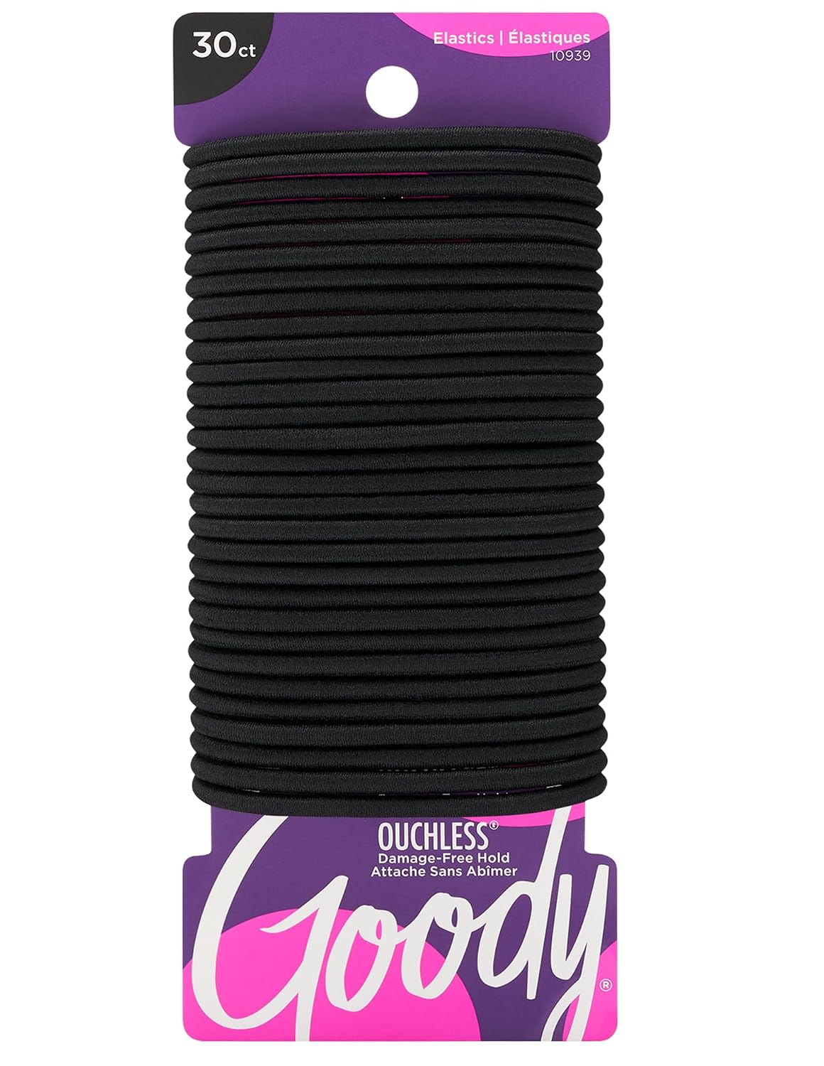 Goody Ouchless Elastic Hair Ties, Black 4 mm, 30 Count — product view