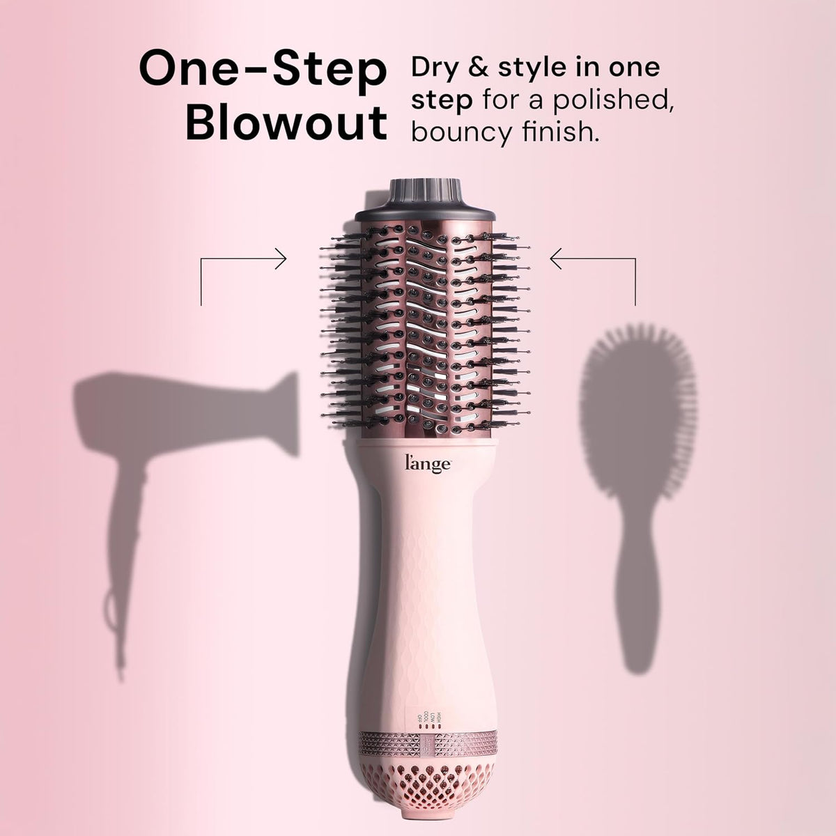 L'ANGE HAIR Le Volume 2-in-1 Titanium Blow Dryer Brush, Blush, 75 mm - view 2