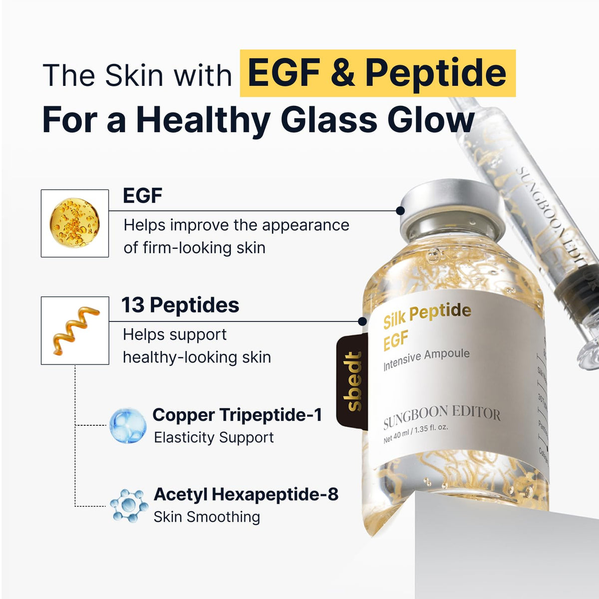 SUNGBOON EDITOR Deep Collagen Silk Peptide EGF Ampoule, 1.35 fl oz - view 4