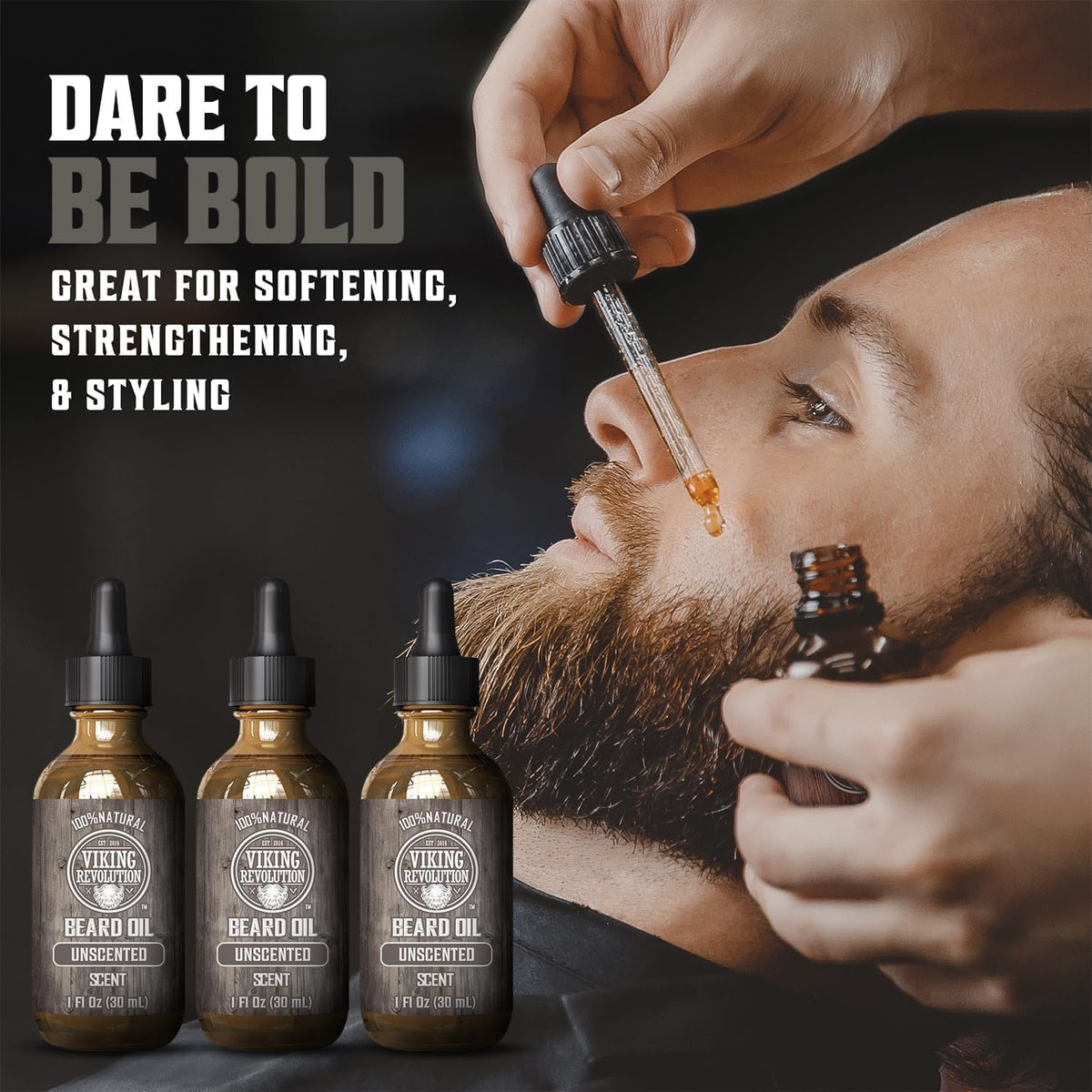 Viking Revolution Unscented Beard Oil, 1 fl oz (30 ml), Pack of 3 - view 2