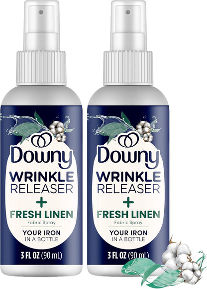 Downy Wrinkle Releaser Spray Travel Size Crisp Linen 90 ml (3 fl oz), Pack of 2