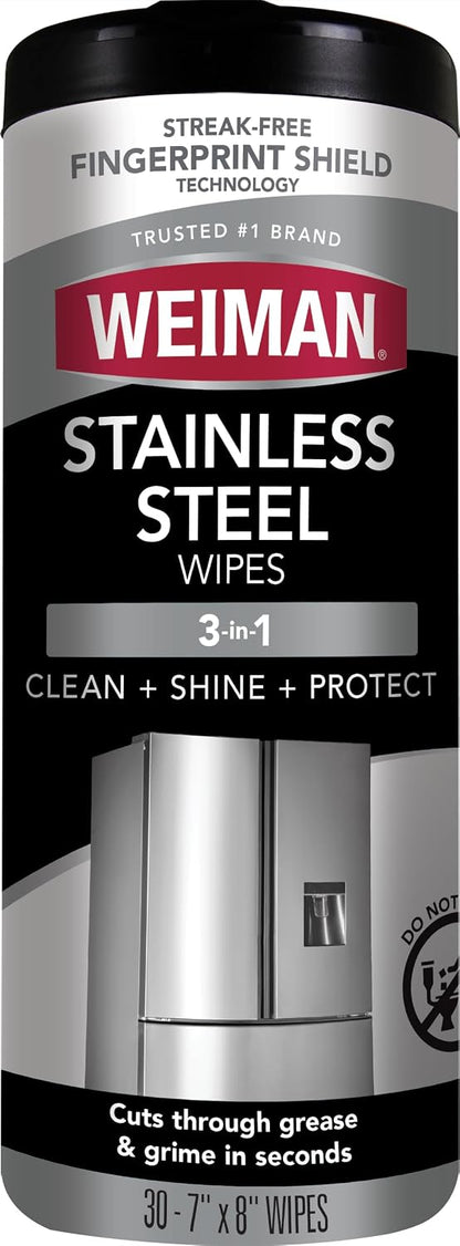 Weiman Stainless Steel Cleaner and Polisher Wipes, 30 Count