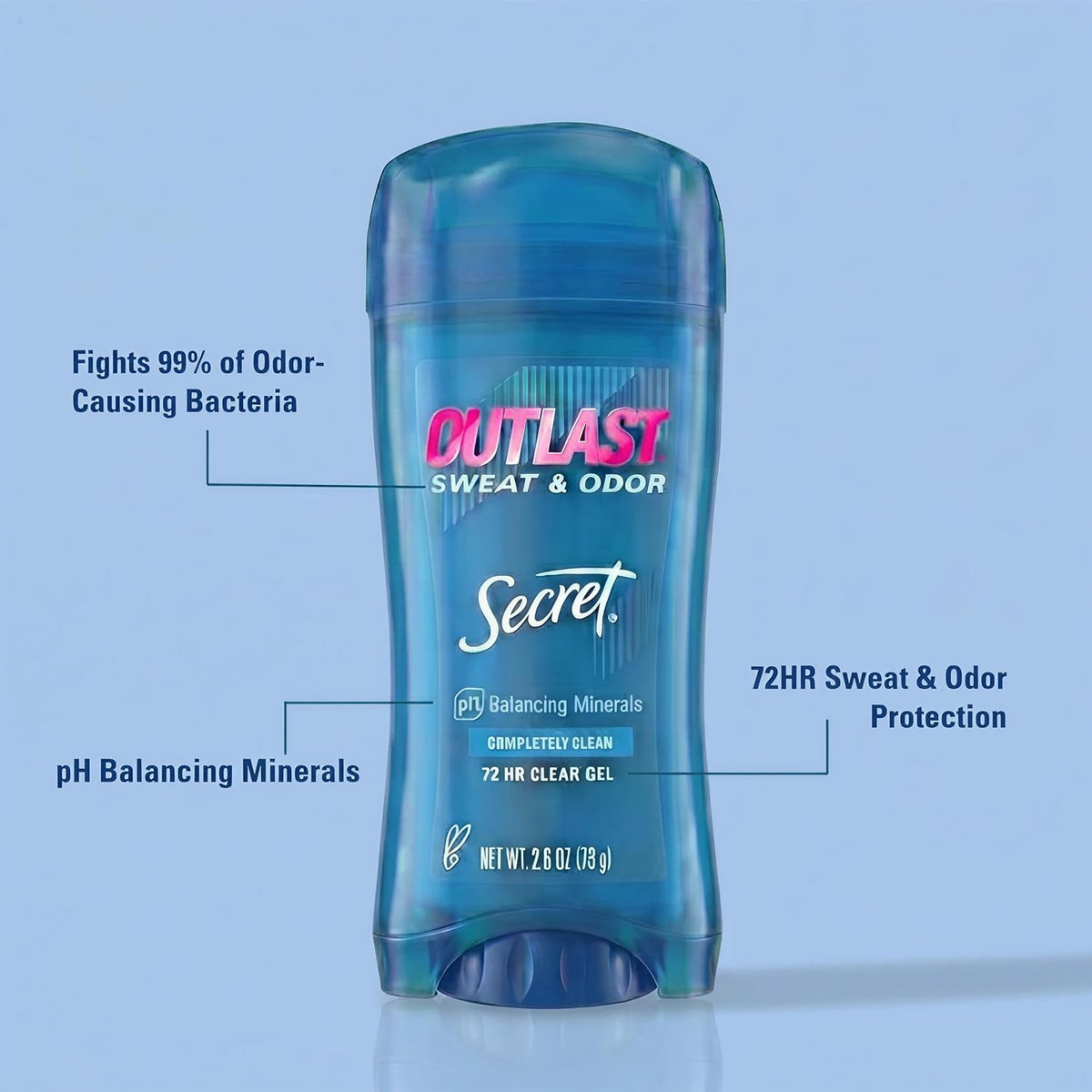 Secret Outlast Antiperspirant Deodorant for Women, Clear Gel, 2.6 oz, Pack of 2 - view 2