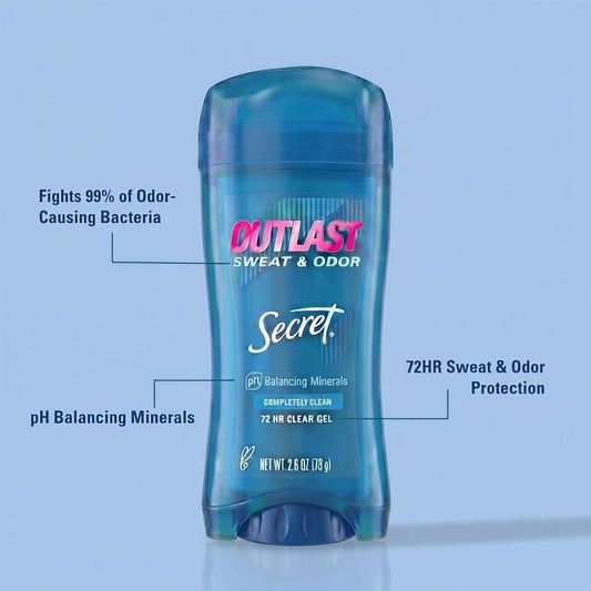 Secret Outlast Antiperspirant Deodorant for Women, Clear Gel, 2.6 oz, Pack of 2 - view 2