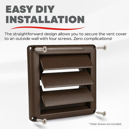 Deflecto 4-Inch Outdoor Dryer Vent Cover with Louvered Damper, Brown - view 6