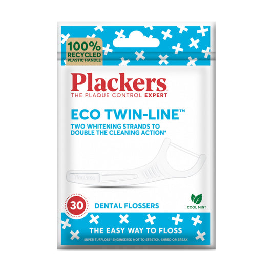 Plackers Eco Twin-Line Floss Picks with Folding Toothpick, 30 Count