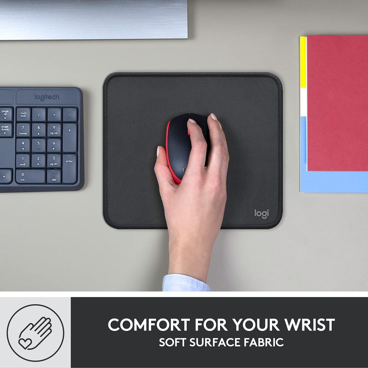 Logitech Studio Series Small Mouse Pad, Anti-Slip, 9 x 8 Inches, Graphite - view 6