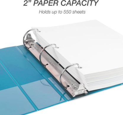 Samsill Durable 2 Inch D-Ring Binder, Clear View Cover, Sky Blue - view 6